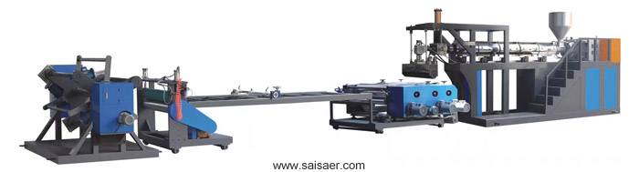 Single layer horizontal sheet extrusion production line