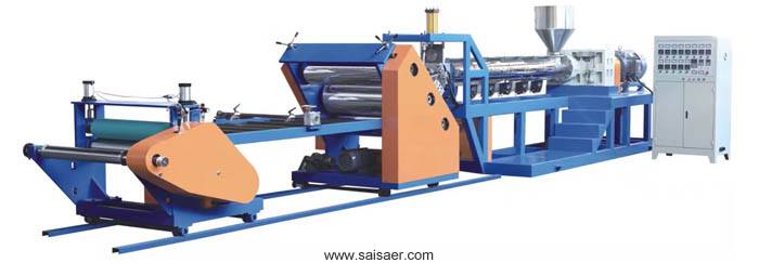 Single layer vertical sheet extrusion line