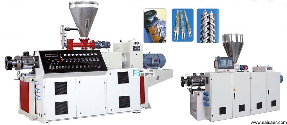 Conical twin screw extruder